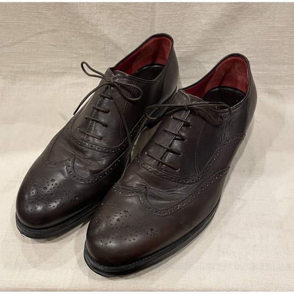 Neil Barrett Other - BARRETT Oxford Dark Brown Leather Full Brogue Wingtip Dress Shoes Men's Sz 10.5